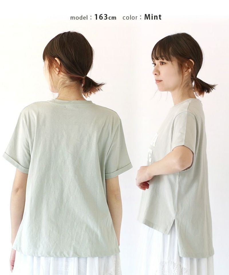 日本 zootie - 立體字母印刷百搭短袖上衣-米杏