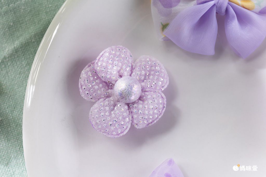 甜美網紗小清新布藝髮夾(10入組)-黃色