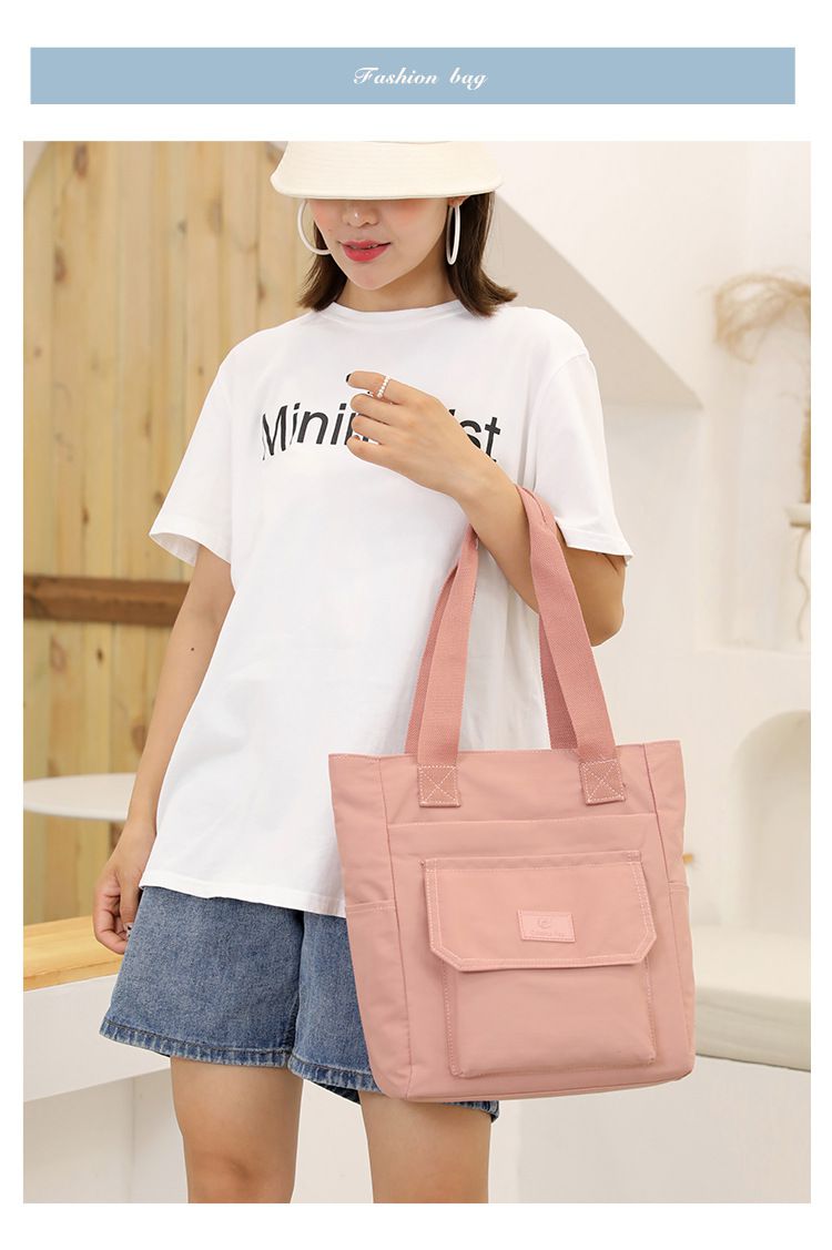 防潑水百搭單肩手提包-深藍色 (32x12x27cm)