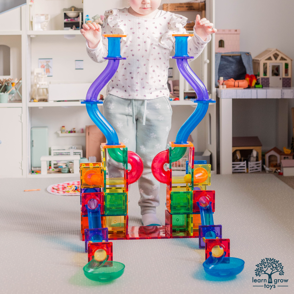 【澳洲 Learn & Grow 磁力片】小火車鐵道｜彎曲滾球軌道