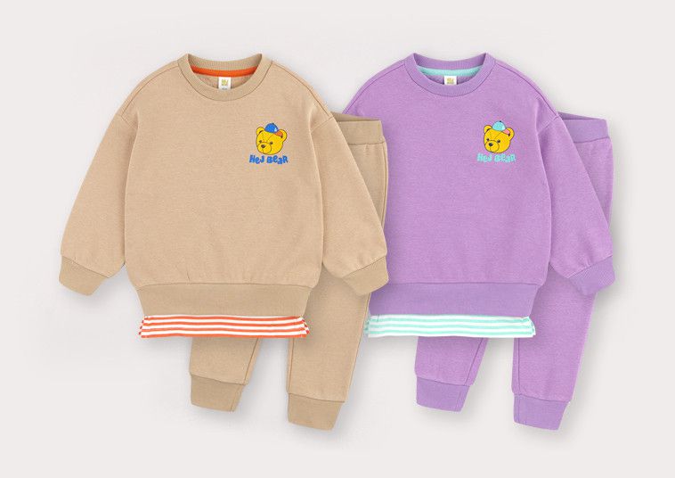 韓國 HEJMINI - (內刷毛)Let's Play 熊熊套裝-杏