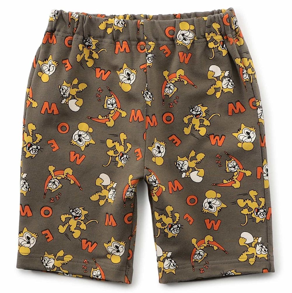 DAISUKI 可愛印花短褲-淘氣貓咪-深咖啡