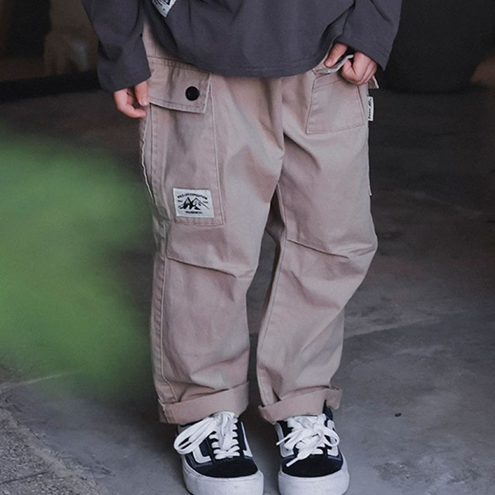 純棉耐磨日系工裝休閒長褲-卡其灰