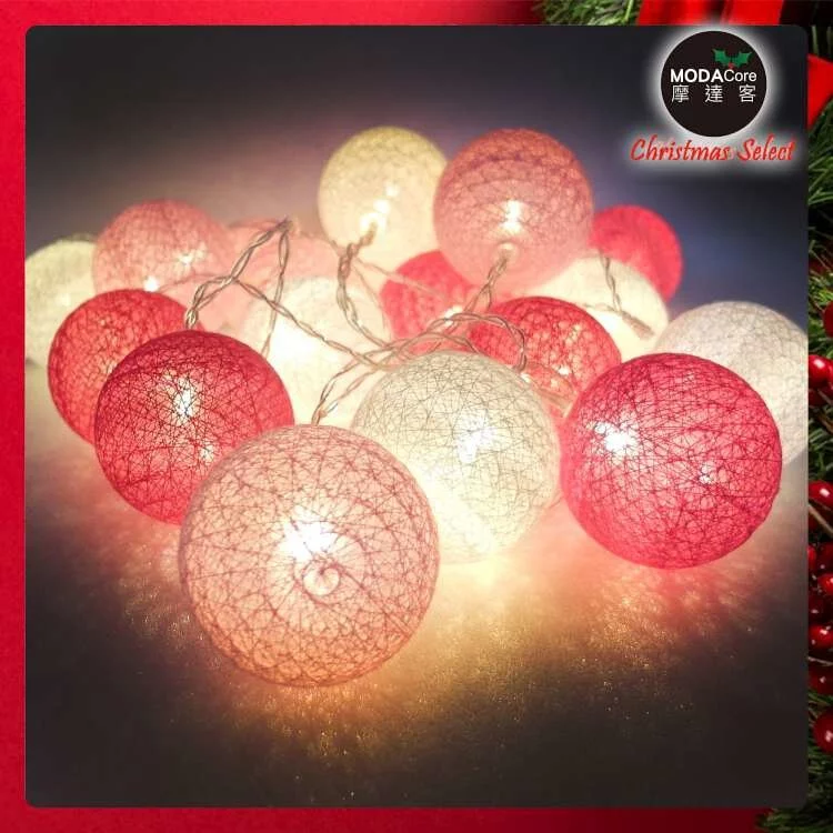 20燈LED絲線網球燈球殼燈(LED電池燈+USB接頭兩用)-少女粉色系