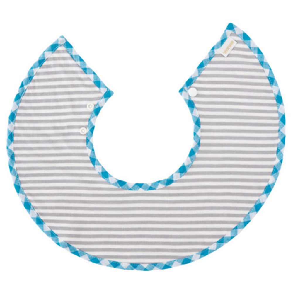MARLMARL - 微笑圍兜兜-法國市集系列-灰藍格紋 (脖圍25-28cm)