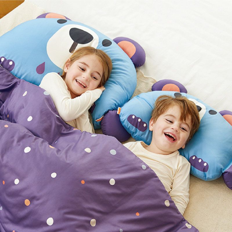 正韓Hello HiZoo - 純手工製動物夥伴防蟎抗菌兒童枕/透氣枕/護脊/護頸枕(大款)-守護熊