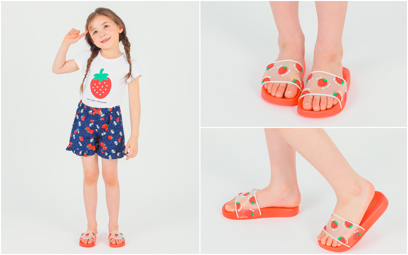 韓國 OZKIZ - 厚底/輕量/防滑海灘鞋/拖鞋-草莓