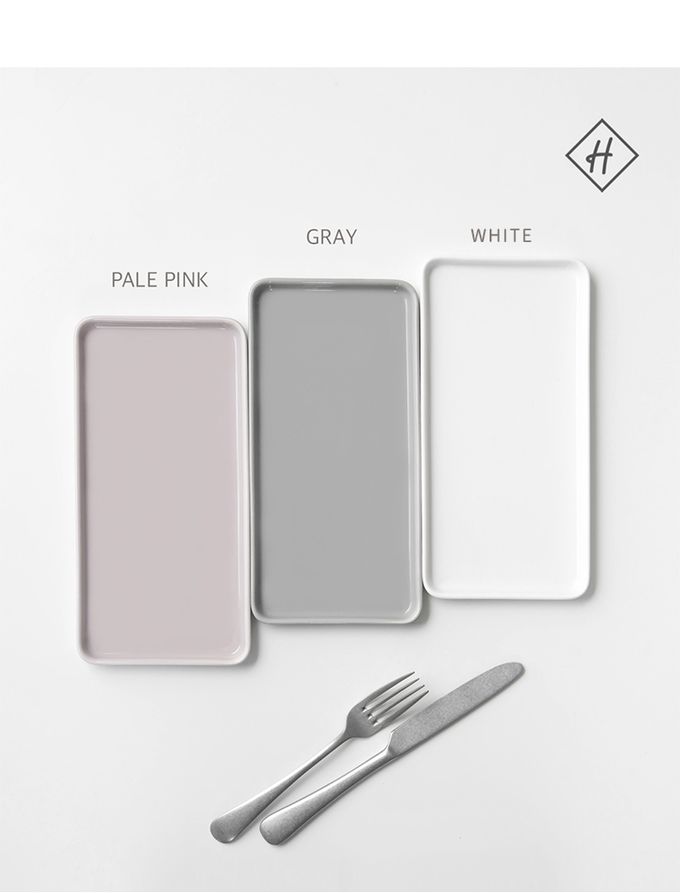 韓國 SSUEIM - LEED系列莫蘭迪陶瓷長方形淺盤L (白色)