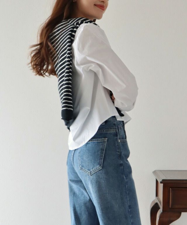 日本 BLUE EAST - 俐落短版翻領長袖襯衫-黑