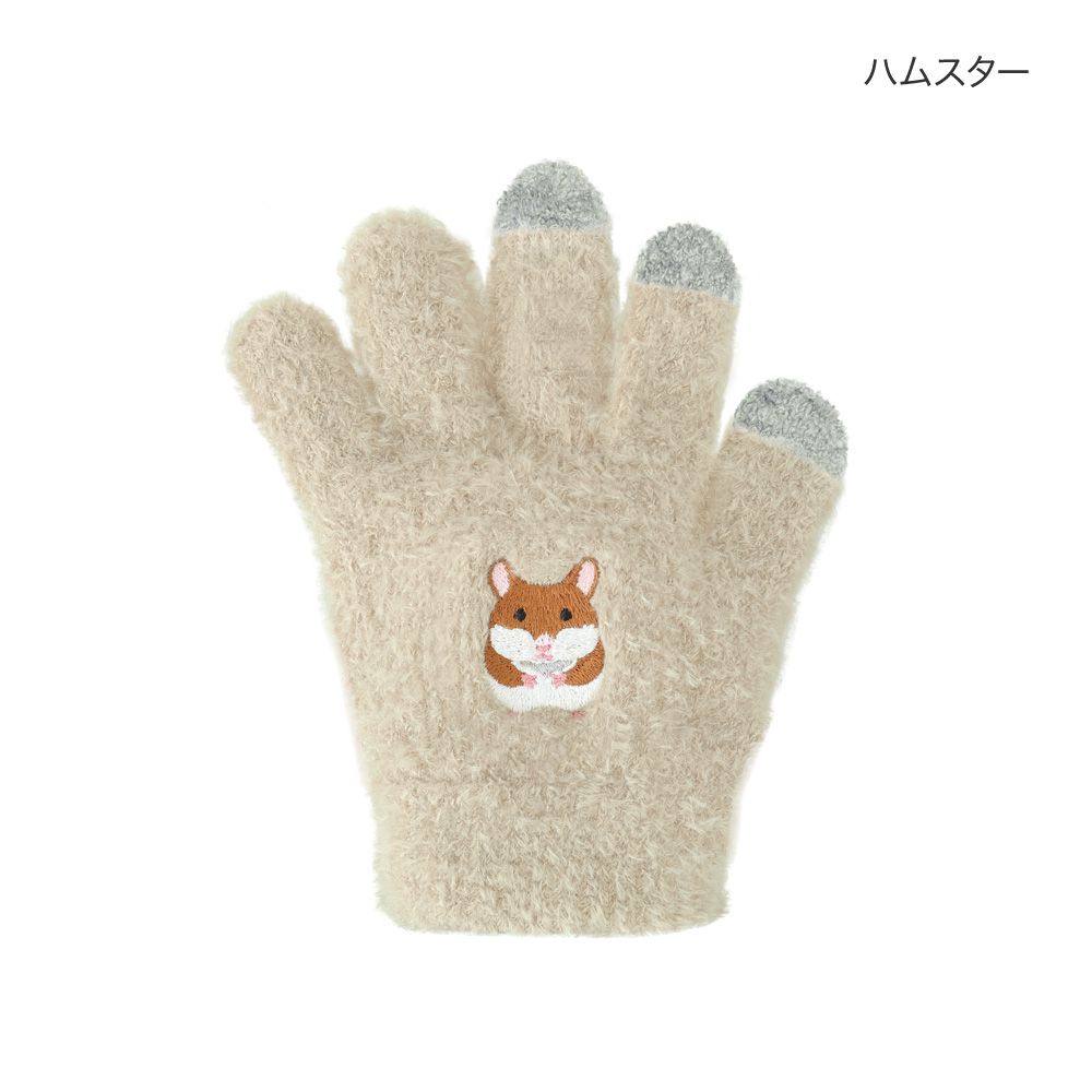 日本 TOMO - 兒童可觸控短絨保暖手套-倉鼠-杏