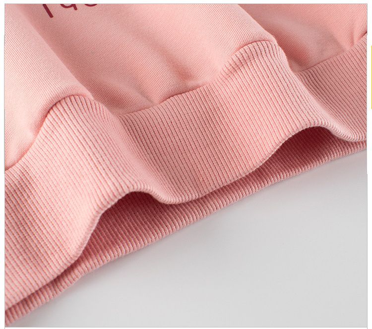 加絨圓領長袖上衣/大學T-泡泡女孩-粉色