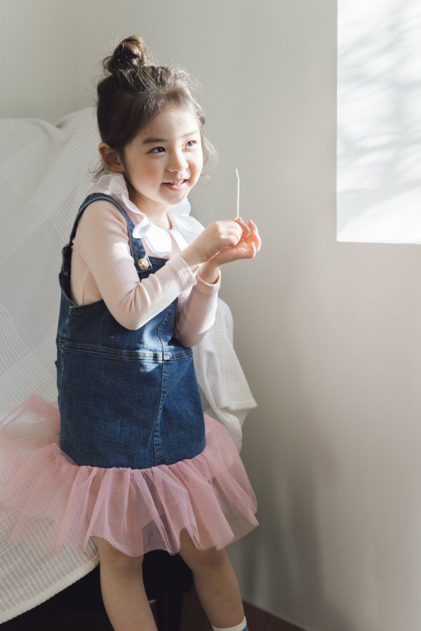 韓國 Blueberry - 拼接牛仔吊帶紗裙 5號[90-95cm]