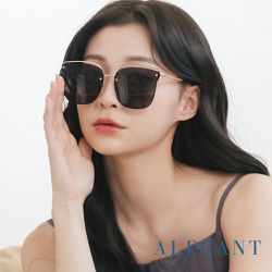 ALEGANT - 柔美氣質爵色黑貓眼設計金屬鏤空墨鏡│UV400太陽眼鏡