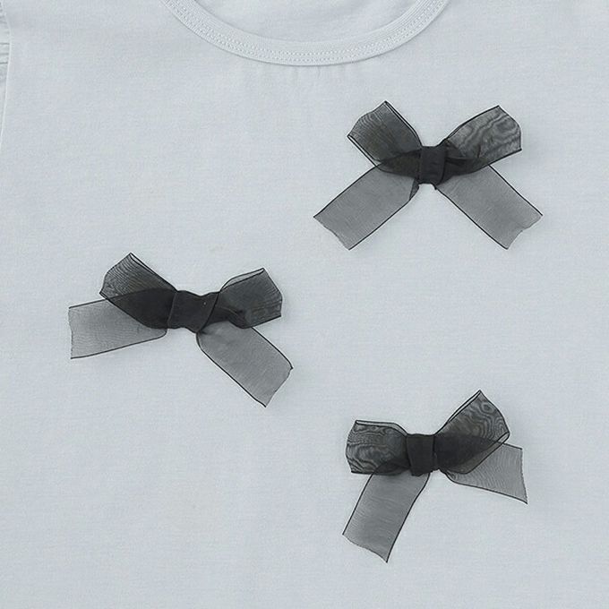 日本 Lycee mine - 100%棉 夢幻蝴蝶結長袖上衣-水藍