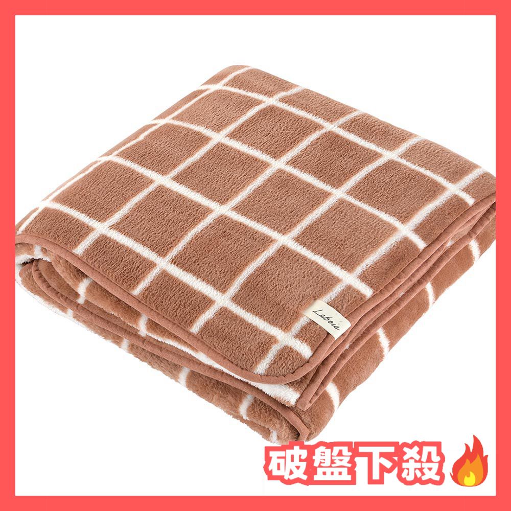 日本 DAIKAI - 極細纖維柔軟保暖毛毯/蓋毯-格紋-磚紅 (L(150x200cm))