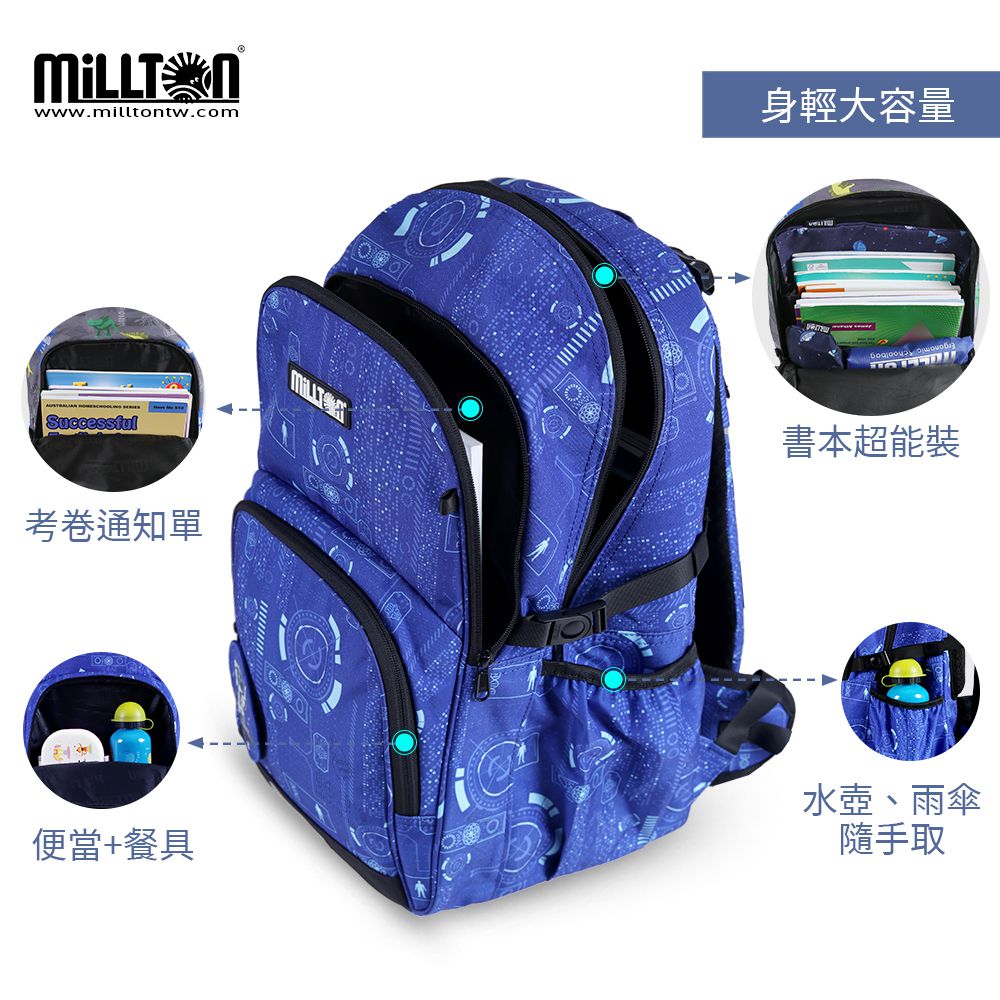 軍規雙軸護脊書包｜藍色宇航Blue Adventure｜30L 800g