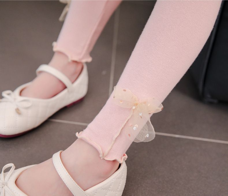 FANMOU - 唯美風木耳邊內搭褲-蝴蝶結-黑色