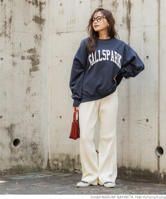 日本 COCA - [可剪裁] 羅紋彈性垂墜寬褲-黑