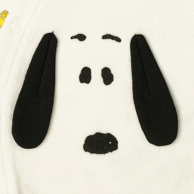 akachan honpo - 長袖連身衣-大臉史努比-白色 (50~60cm)