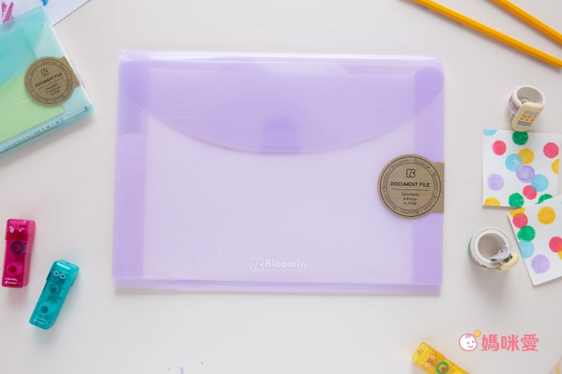 日本文具 LIHIT - 外扣五層分層資料袋-A4-薰衣草紫