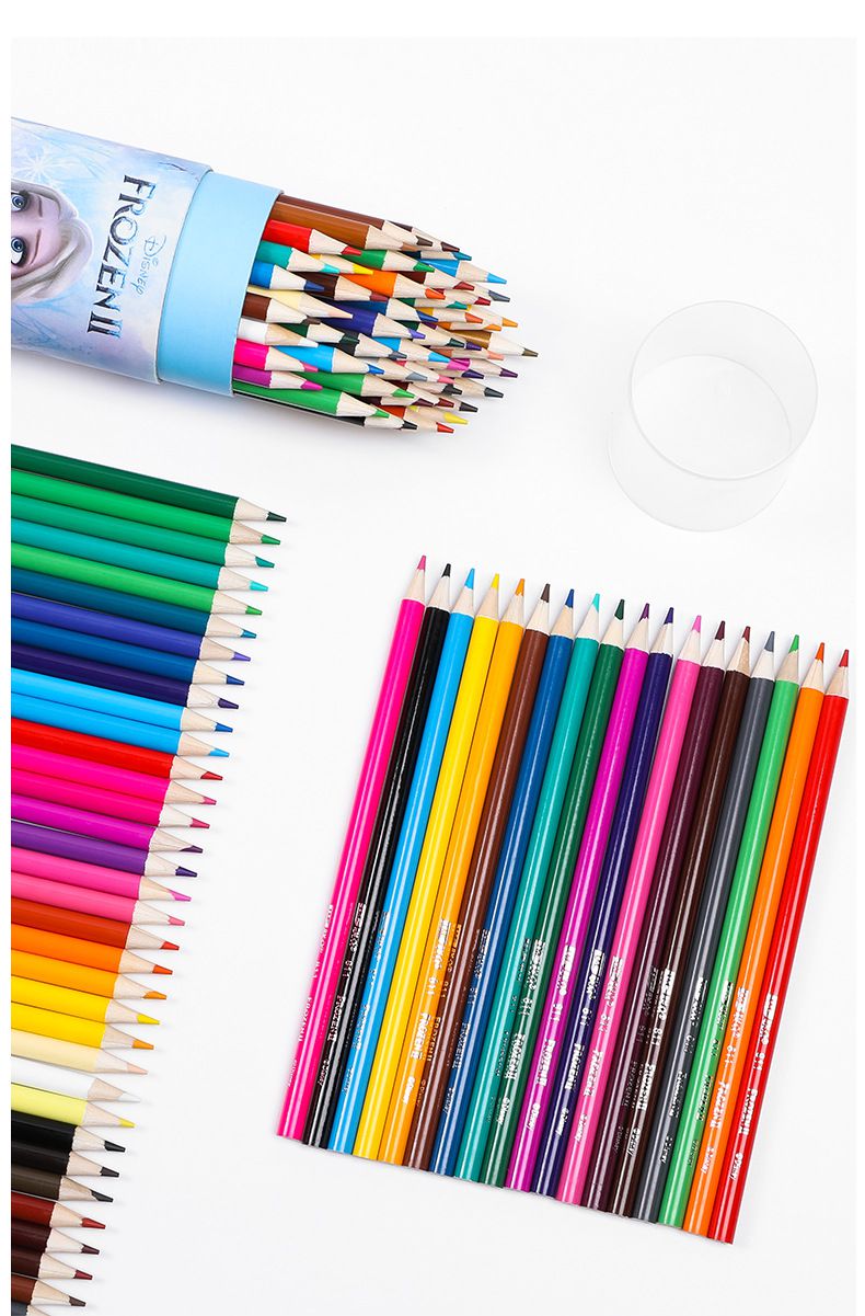 卡通兒童塗鴉油性色鉛筆-卡通人物艾莎-藍色