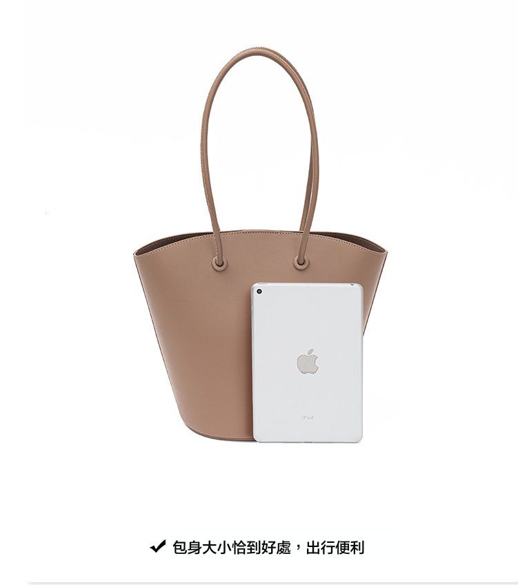 真皮原創大容量單肩托特包-陶土棕 (33x18x27cm)