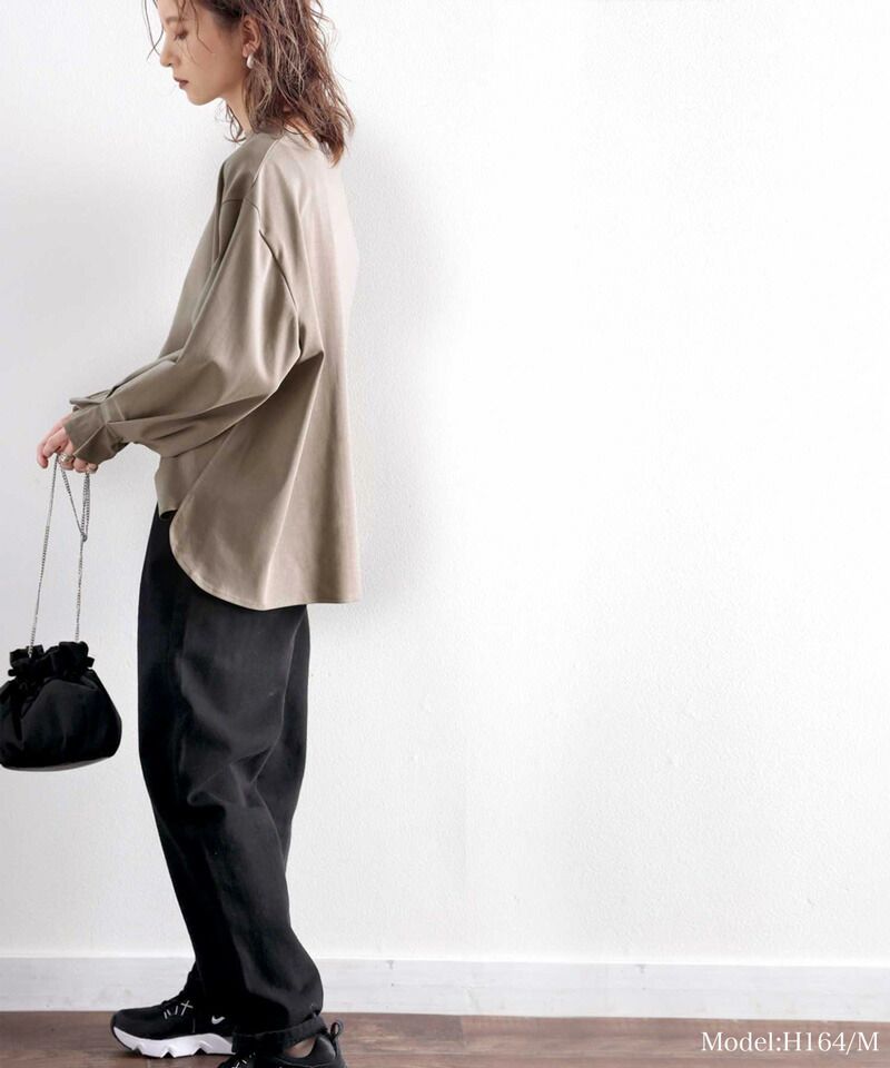 日本 Classical Elf - 100%棉 船領顯瘦糖果袖上衣-冰河灰