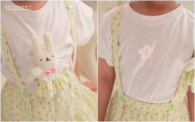 韓國 Coco rabbit - 兔子娃娃波浪袖上衣-白