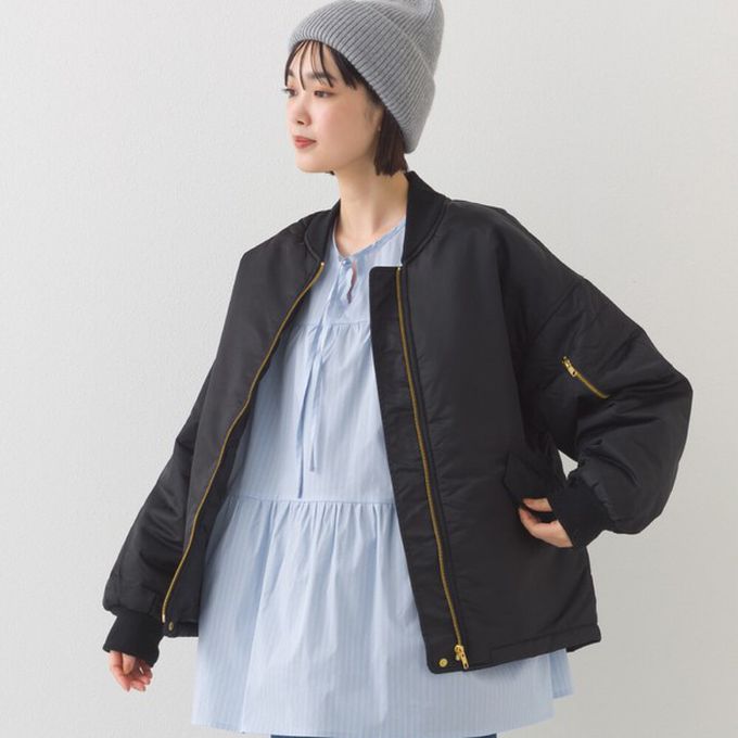 日本 OMNES - 輕盈經典光澤感MA-1飛行外套-黑