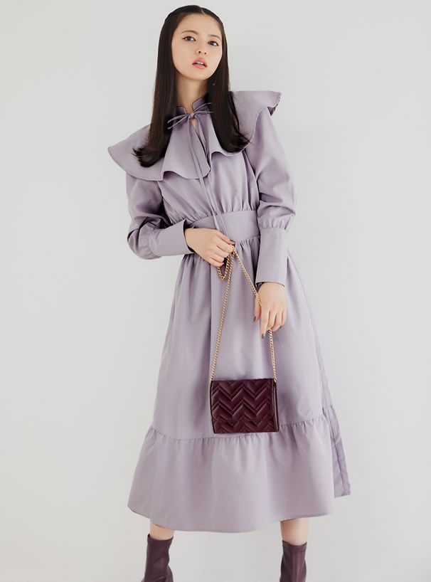 日本 GRL - 絎縫時尚金屬鏈側背小包-淺米 (F)