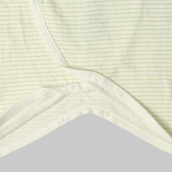 akachan honpo - 長袖新生兒內衣4件組蓬鬆棉質-按扣款-淺綠色 (50~60cm)