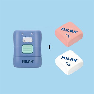 MILAN - 橡皮擦+屑屑刷_小動物系列(含430補充橡皮擦2入)_小河馬