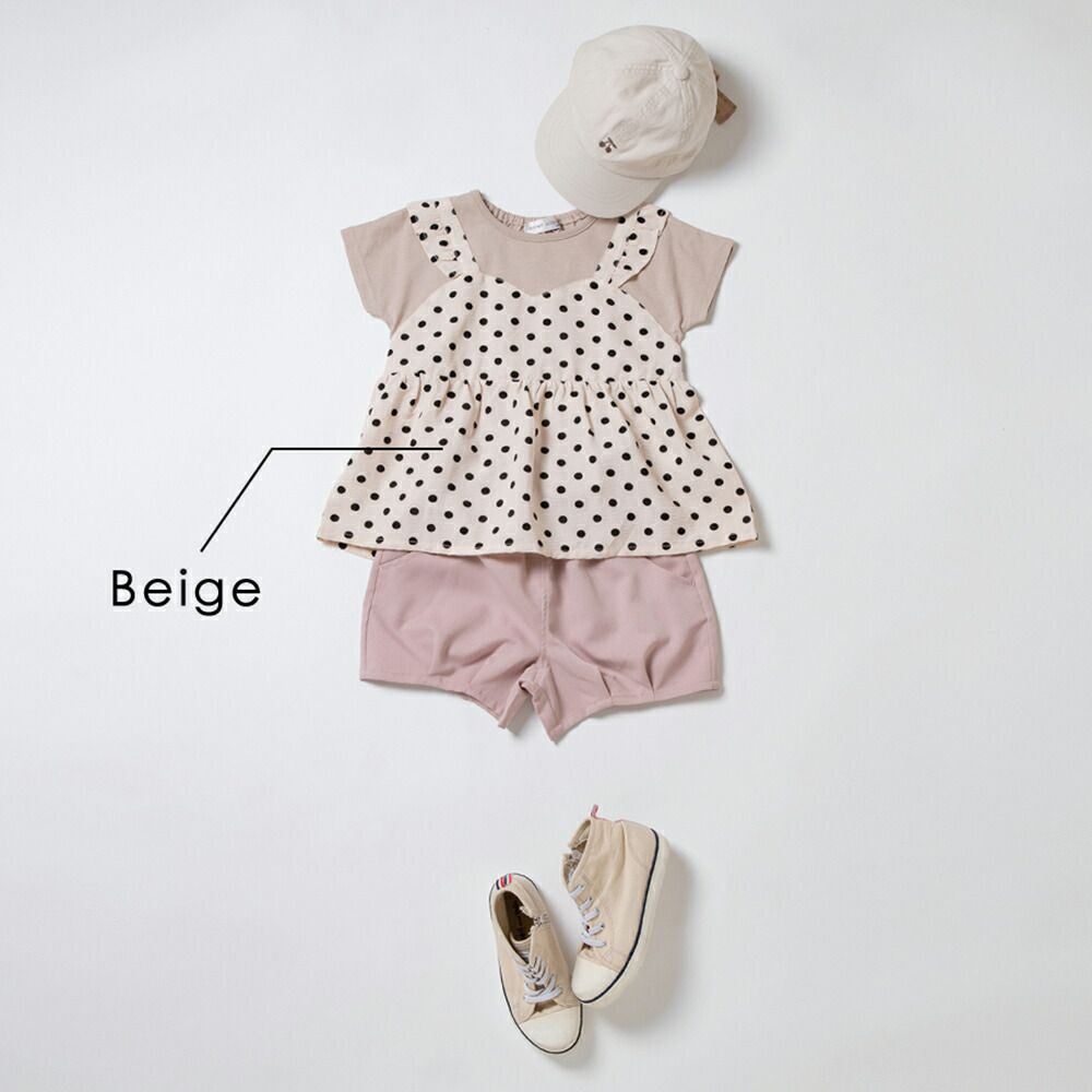 日本 evercloset - 假二件俏麗印花短袖上衣-小花-薄荷綠x黃