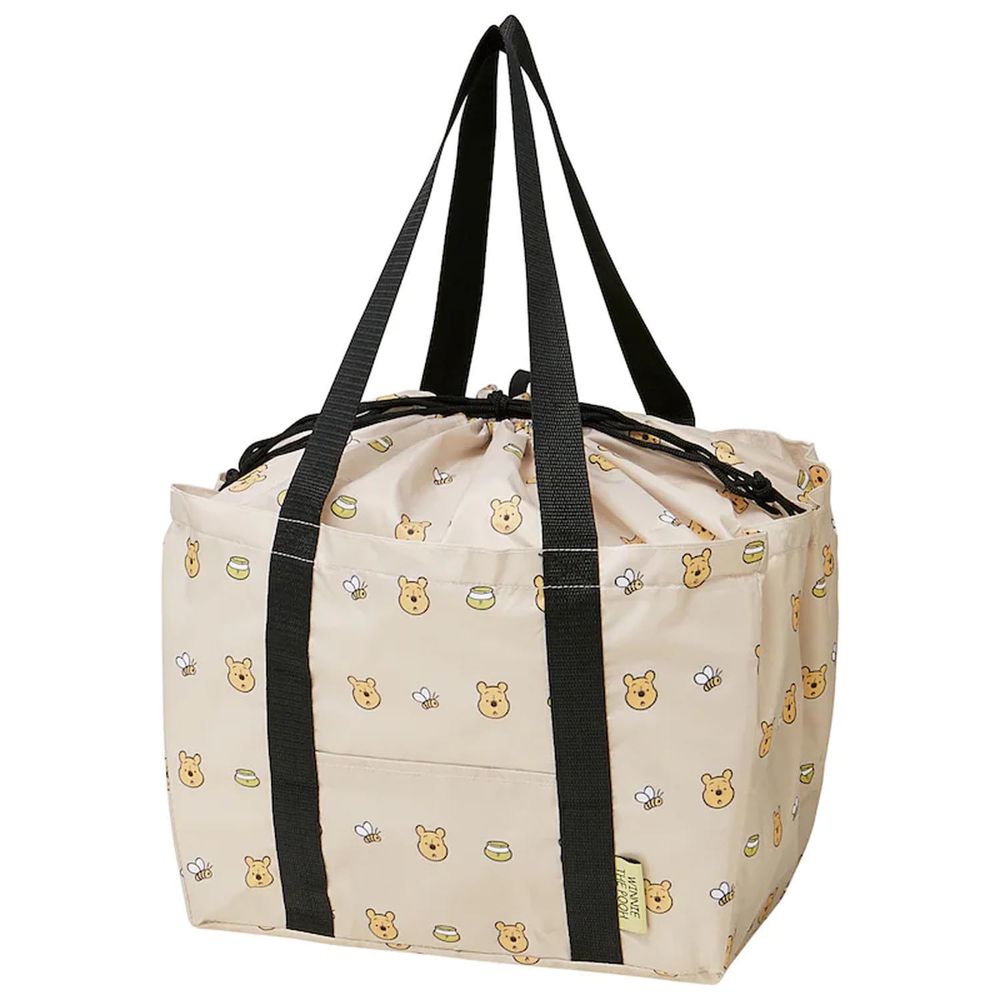 日本千趣會 - 迪士尼 可折疊大容量購物袋-小熊維尼-奶油杏 (33×27×25cm)
