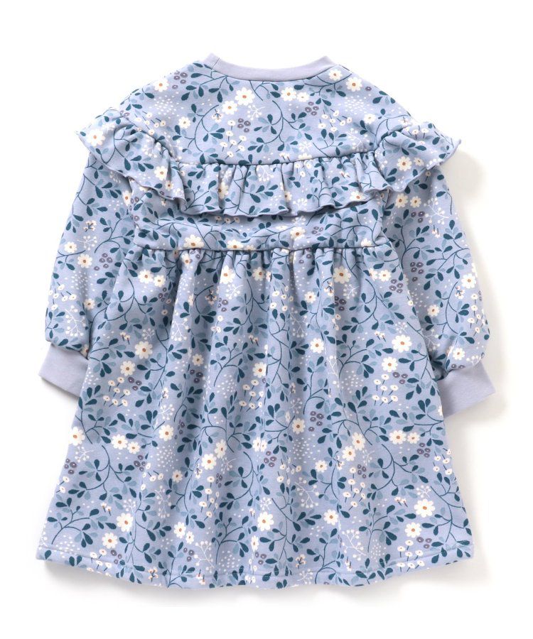 日本 apres les cours - [推薦]內刷毛溫暖荷葉長袖洋裝-丹寧-海軍藍