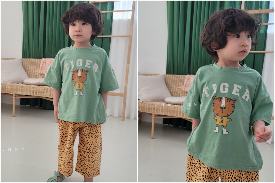 韓國 The Funny - 老虎純棉T-綠