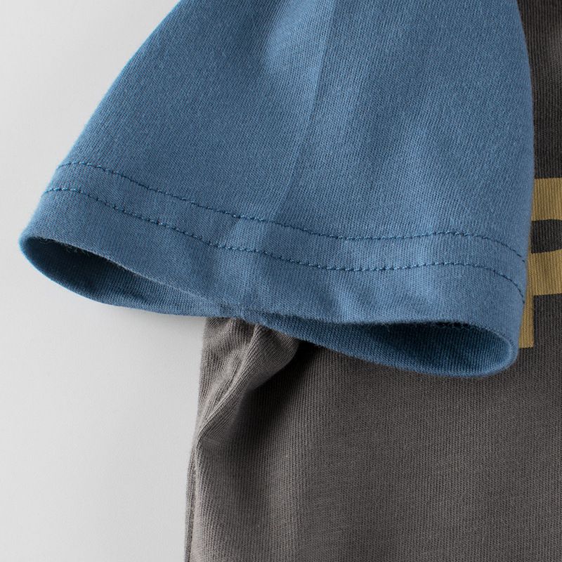 純棉短袖上衣-撞色薯條-白+綠+紅