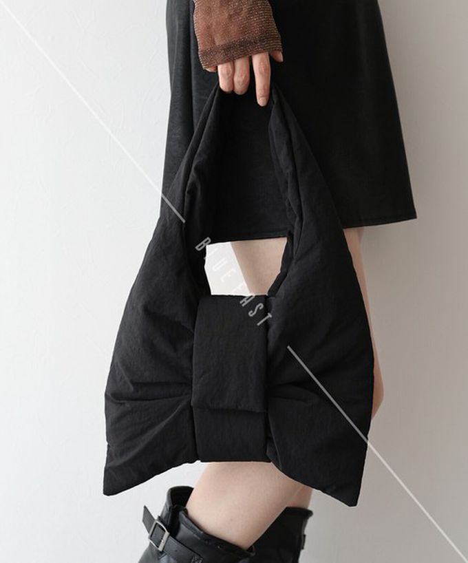 日本 BLUE EAST - 大蝴蝶結造型柔軟2way側背/手提包-深灰