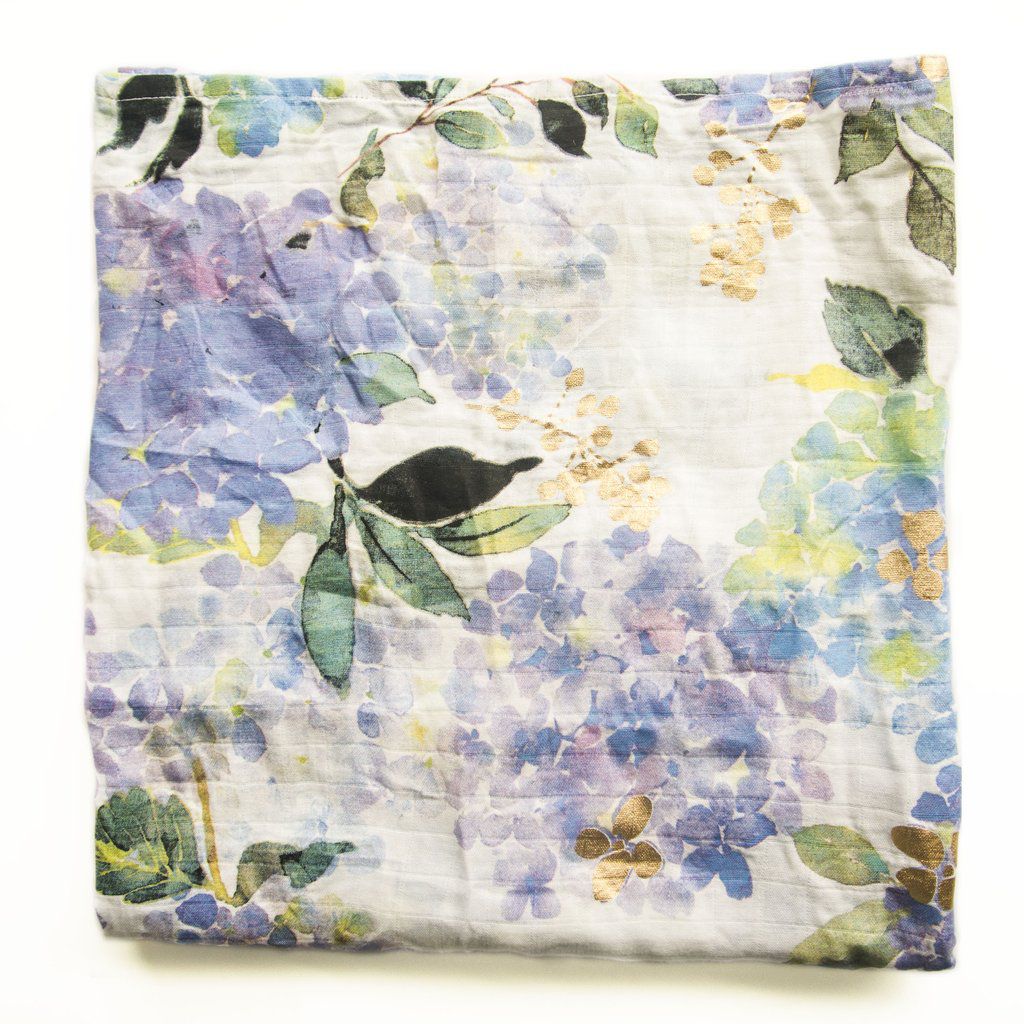 Loulou Lollipop - 竹纖維透氣包巾 - 主題款-紫色繡球花 (120x120cm)