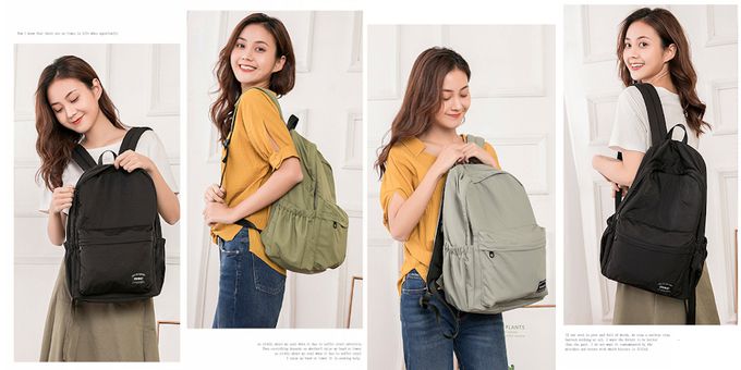 Heine 海恩 - 後背包 極簡風女包 絲綢柔軟包包 尼龍後背包 防潑水後包包 (M1001)-藍色