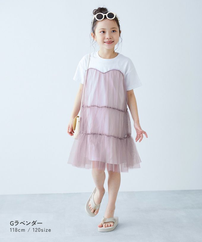 日本 devirock - 柔軟薄紗拼接甜美短袖洋裝-黑