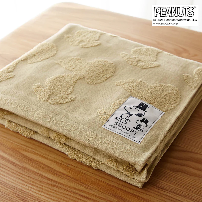 日本千趣會 - 史努比 日本製今治純棉浴巾-立體剪影-米 (60x120cm)