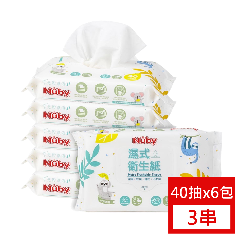 Nuby - 【三串組】濕式衛生紙40抽-6包/串