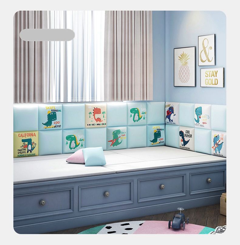 Vanibaby - 自黏式PU防撞壁貼-3片組_超厚3cm 防撞 防水 防霉 (嘻哈恐龍系列)-款式隨機3入