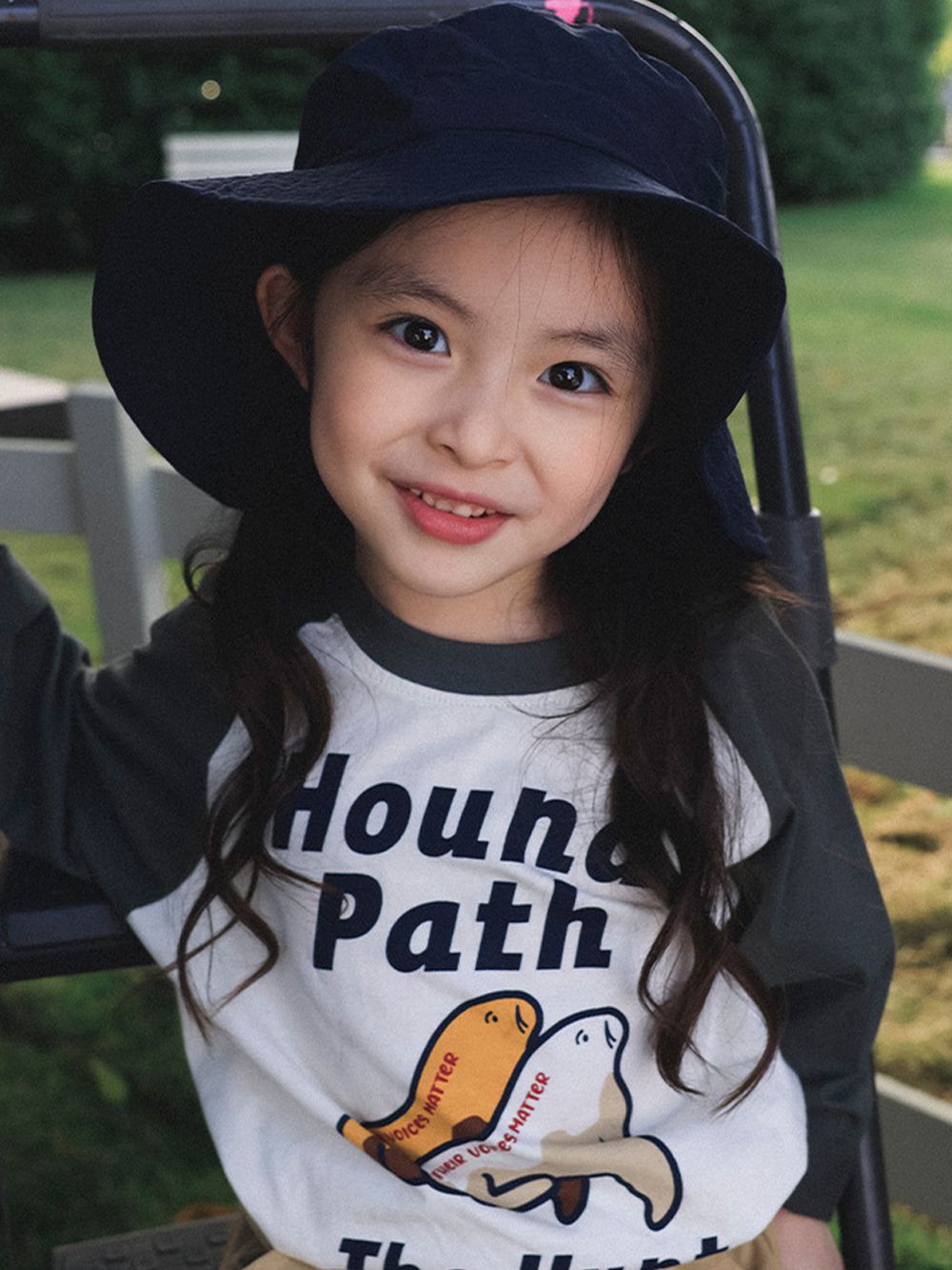 純棉撞色長袖上衣-潮流動物-杏色