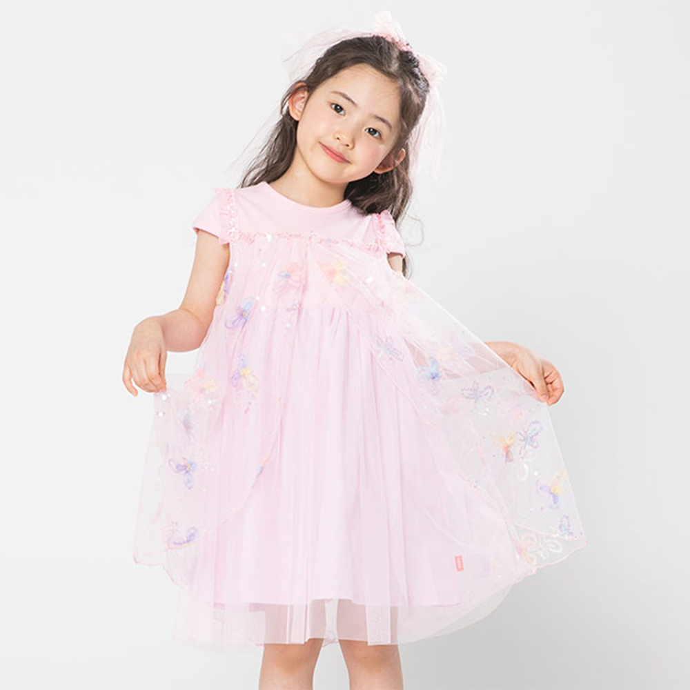 花仙子亮片網紗公主洋裝-粉