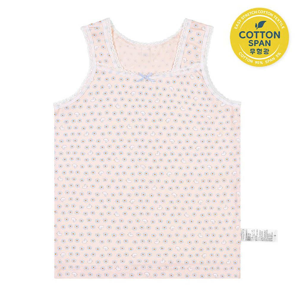輕柔棉透氣背心內衣(女寶)-花朵小兔-粉膚