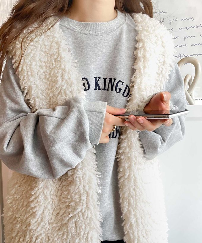 日本 Classical Elf - 優雅泰迪熊絨毛有口袋背心-象牙