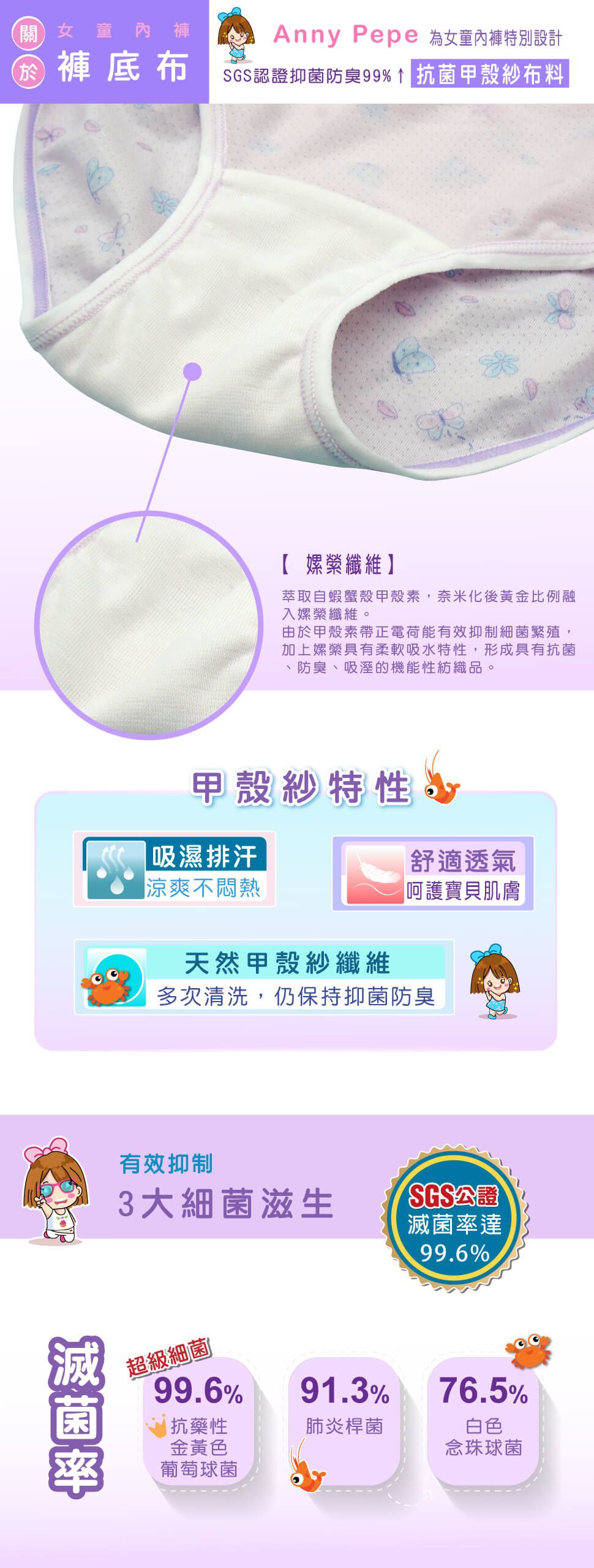 annypepe - 女童純棉冰淇淋三角褲-粉紅