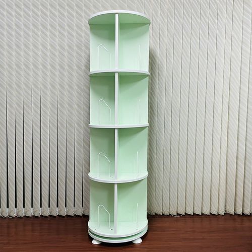 360° 旋轉書櫃-四層式(高度137cm)-白圓綠方-支架16入+水平儀4入